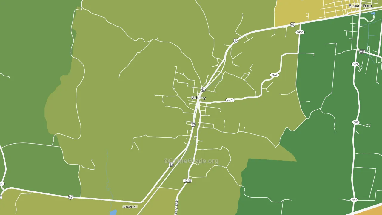 42354, KY Map of Vehicle Theft Rates