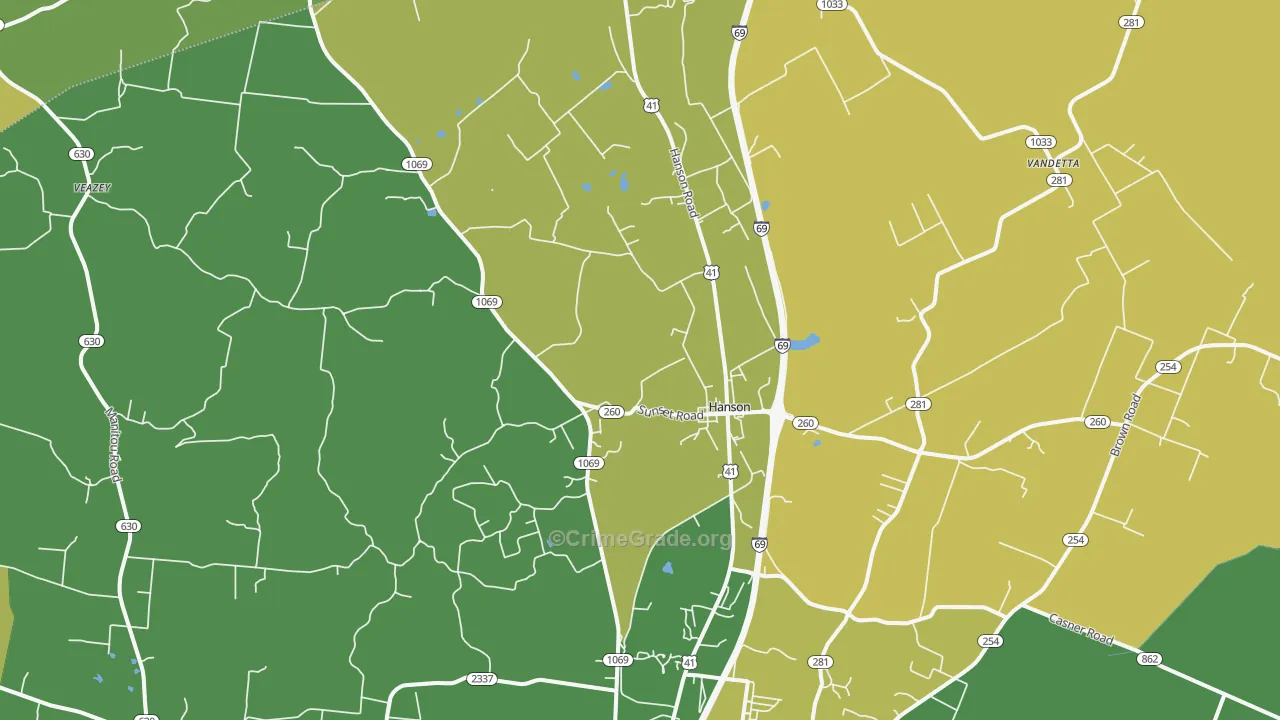 42413, KY Map of Vehicle Theft Rates