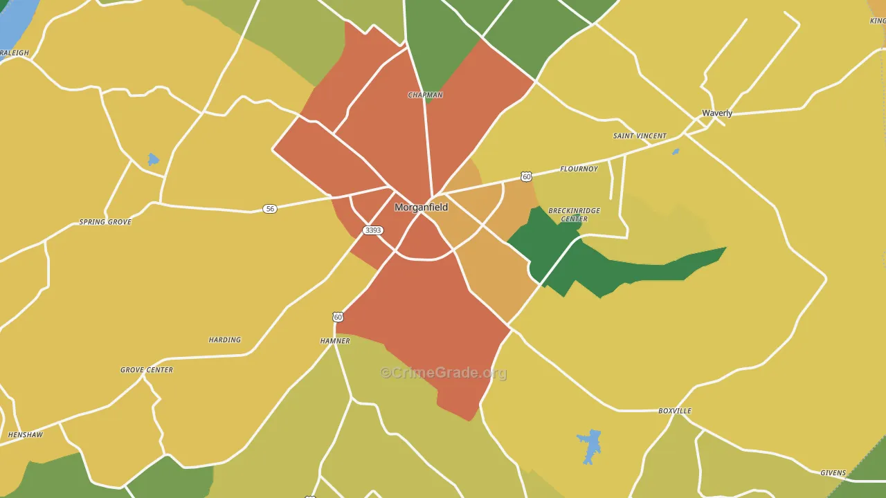 42437, KY Map of Vehicle Theft Rates