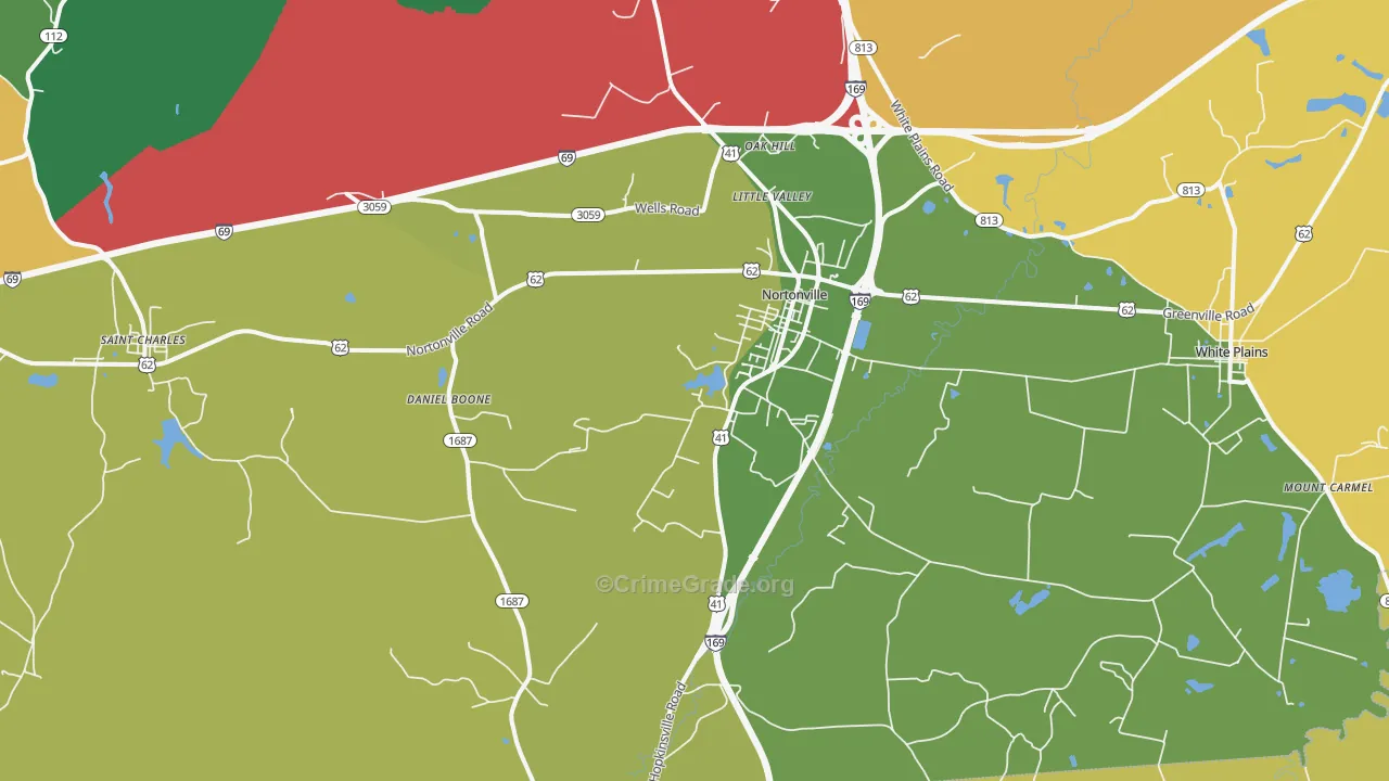 42442, KY Map of Vehicle Theft Rates