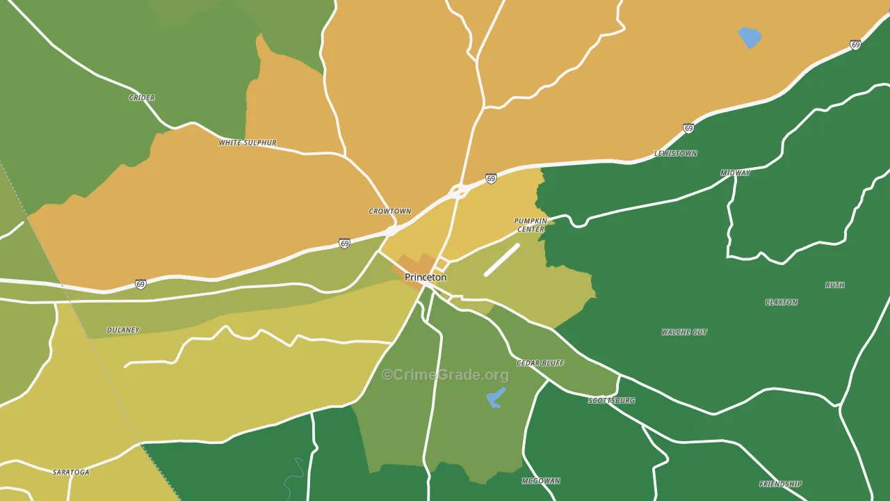 42445, KY Map of Vehicle Theft Rates