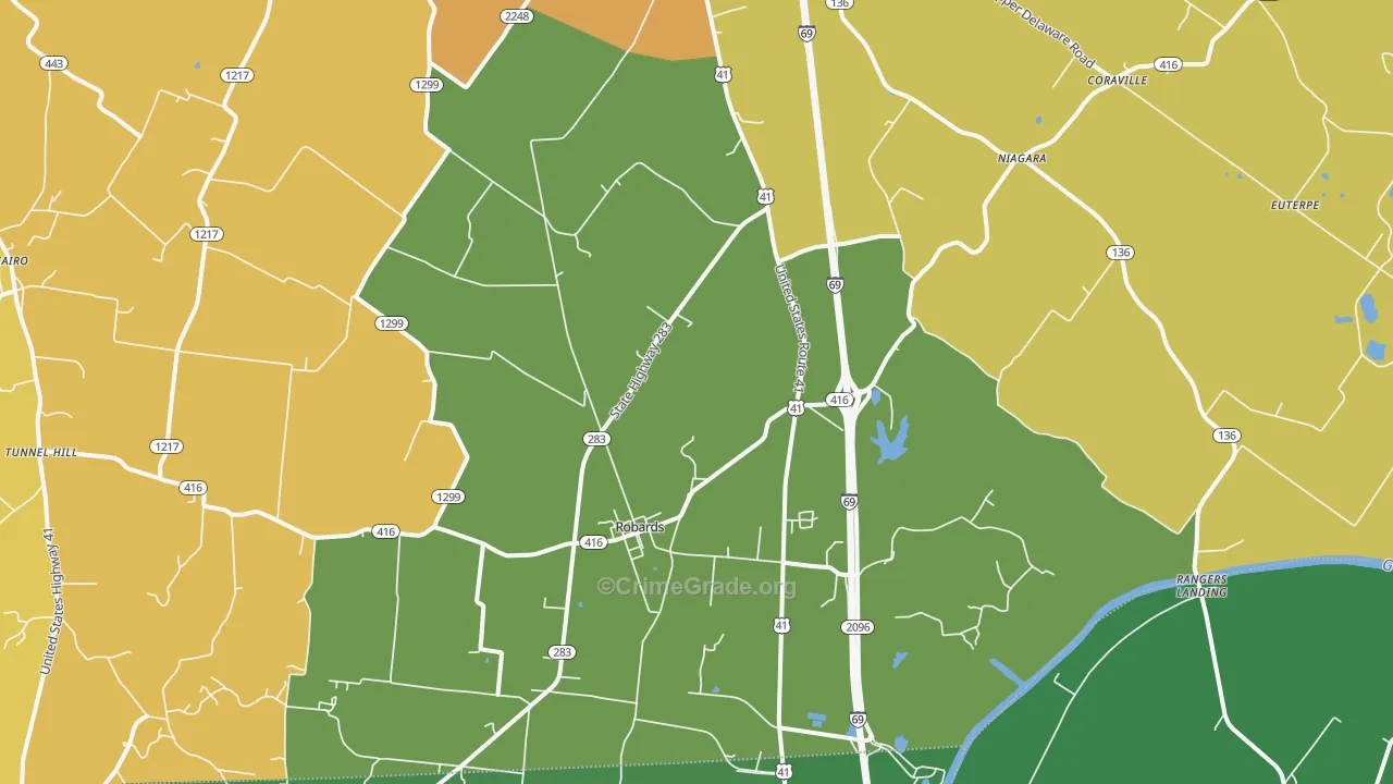 42452, KY Map of Vehicle Theft Rates
