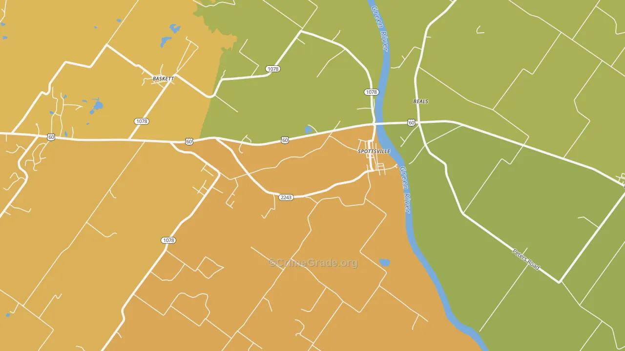 42458, KY Map of Vehicle Theft Rates