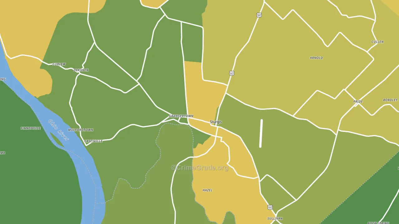 42459, KY Map of Vehicle Theft Rates