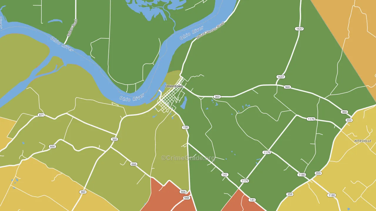 42461, KY Map of Vehicle Theft Rates