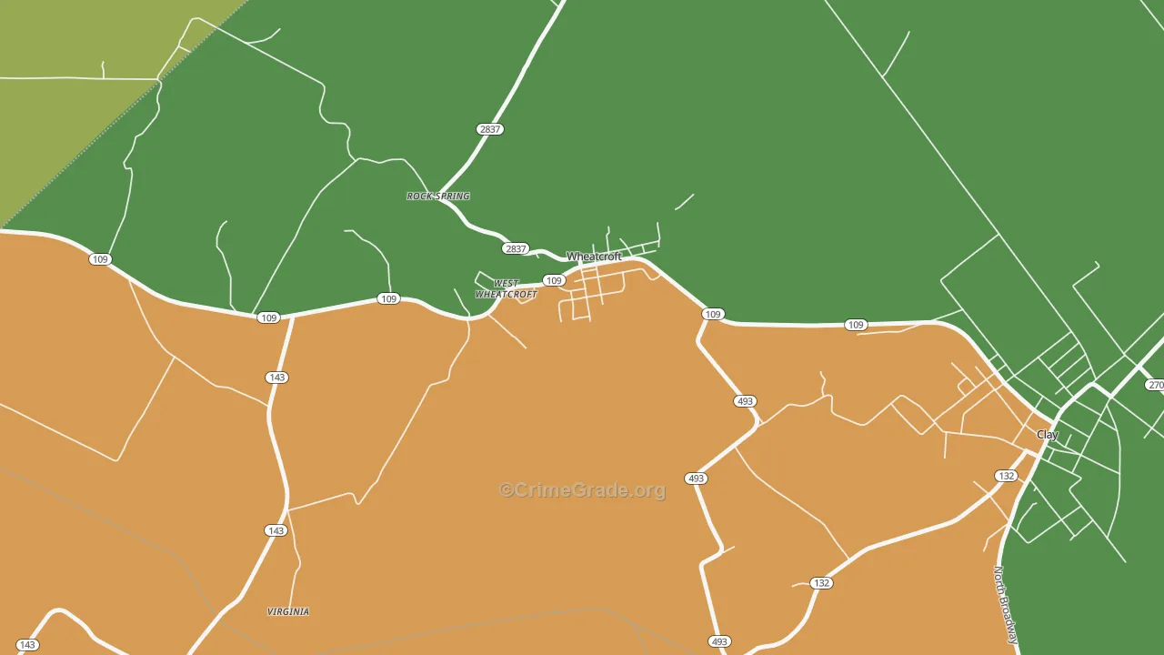 42463, KY Map of Vehicle Theft Rates