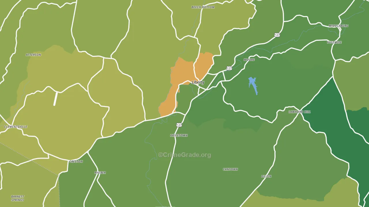 42539, KY Map of Vehicle Theft Rates