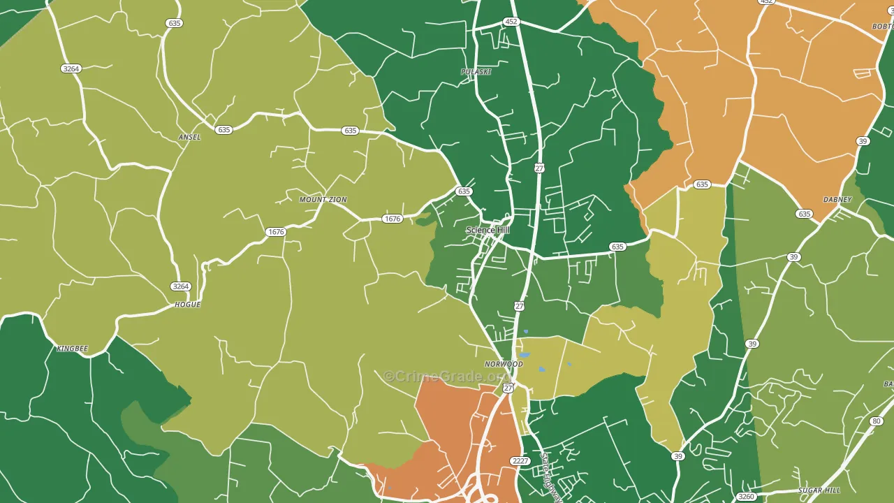 42553, KY Map of Vehicle Theft Rates