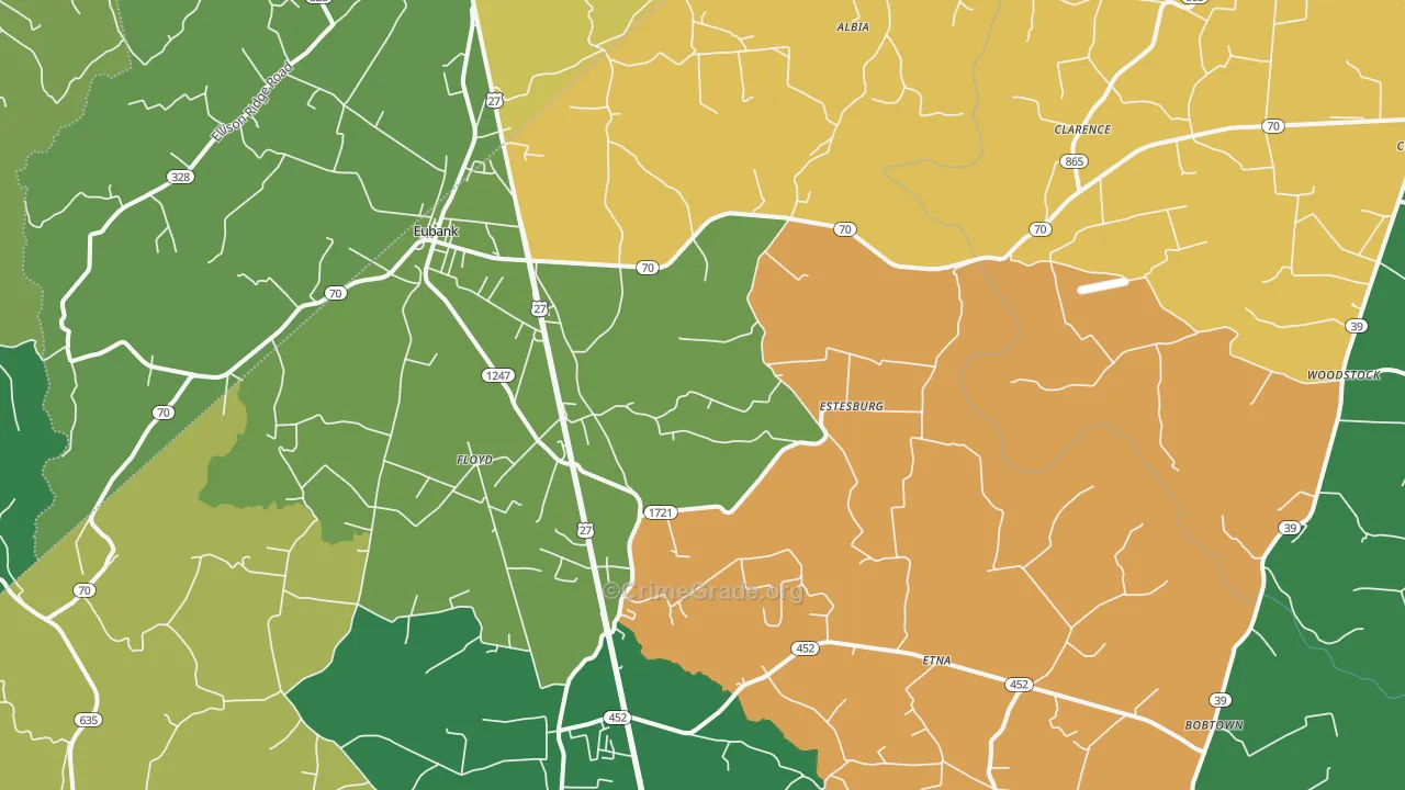 42567, KY Map of Vehicle Theft Rates