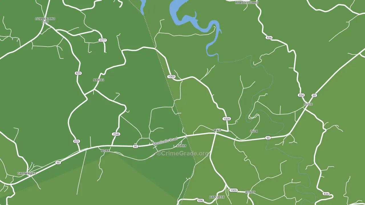 42603, KY Map of Vehicle Theft Rates