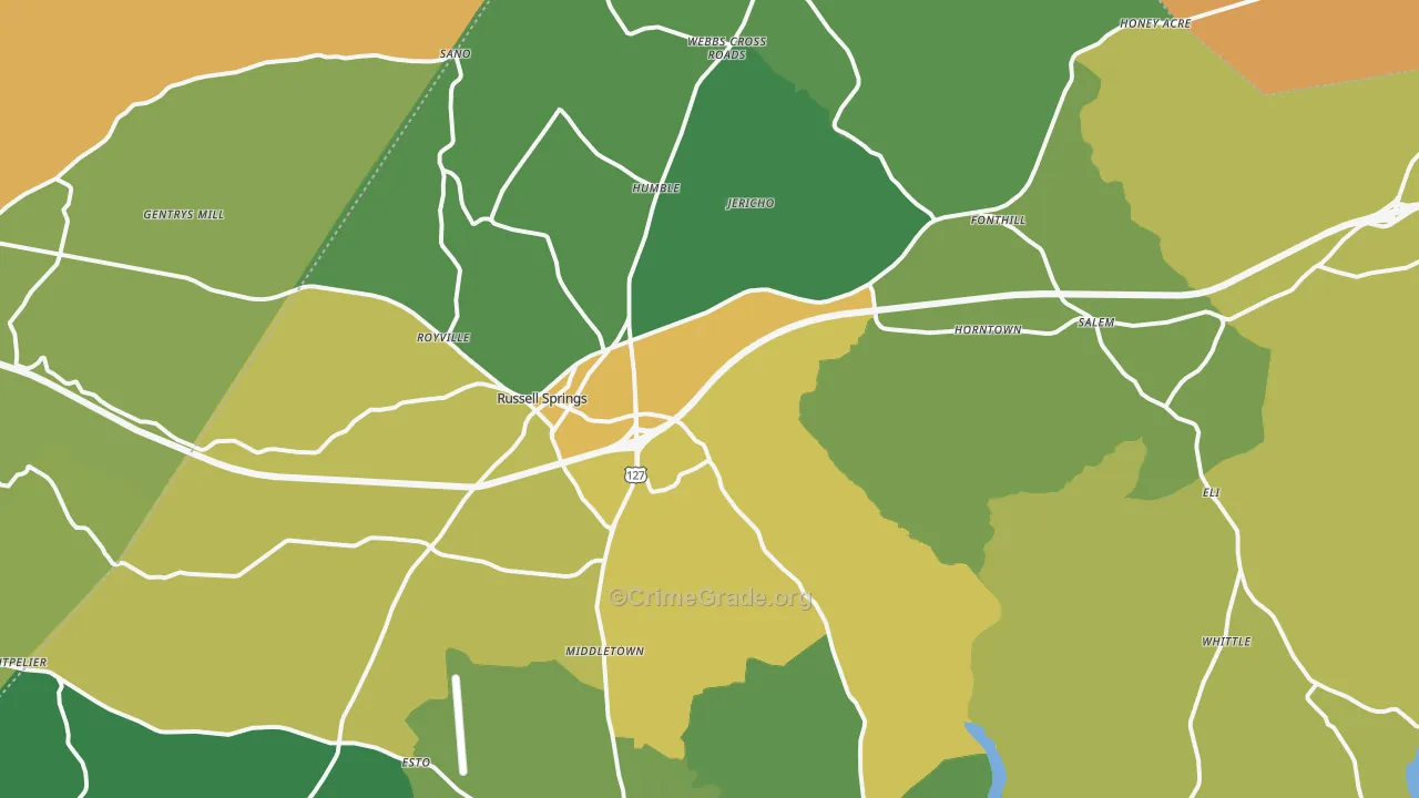 42642, KY Map of Vehicle Theft Rates