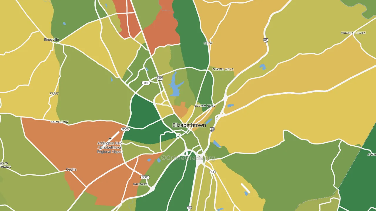 42701, KY Map of Vehicle Theft Rates