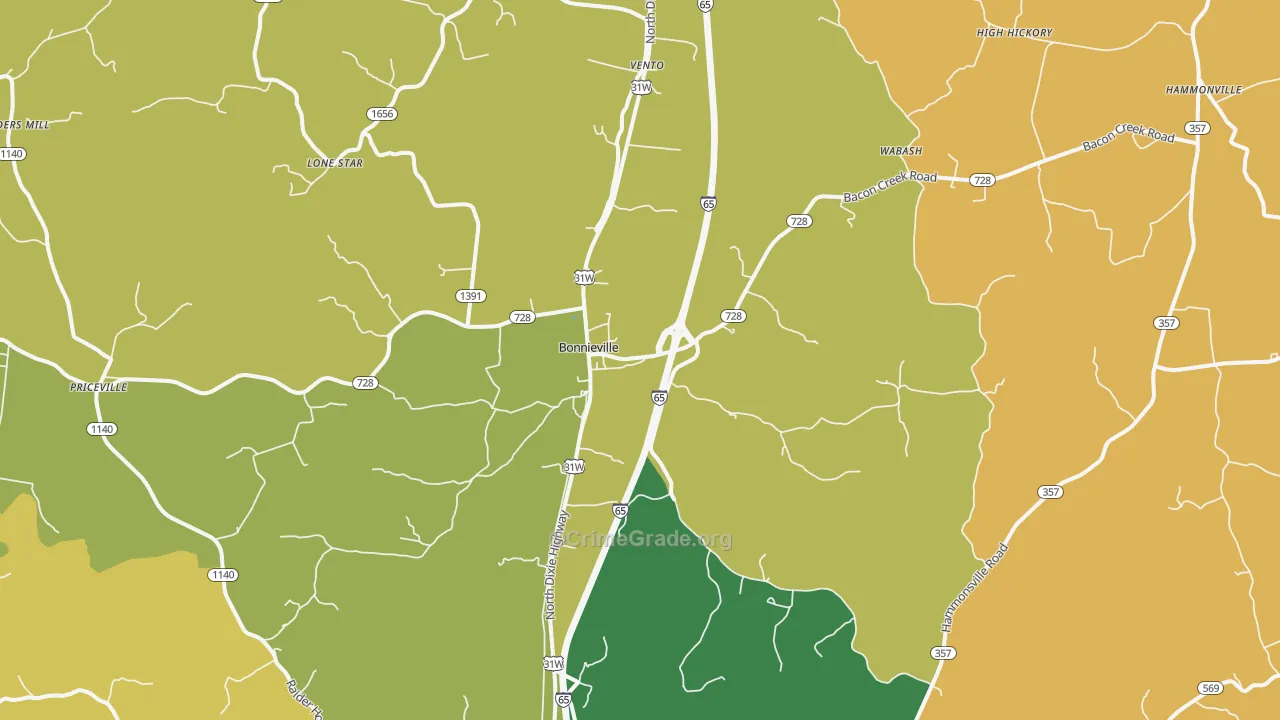 42713, KY Map of Vehicle Theft Rates