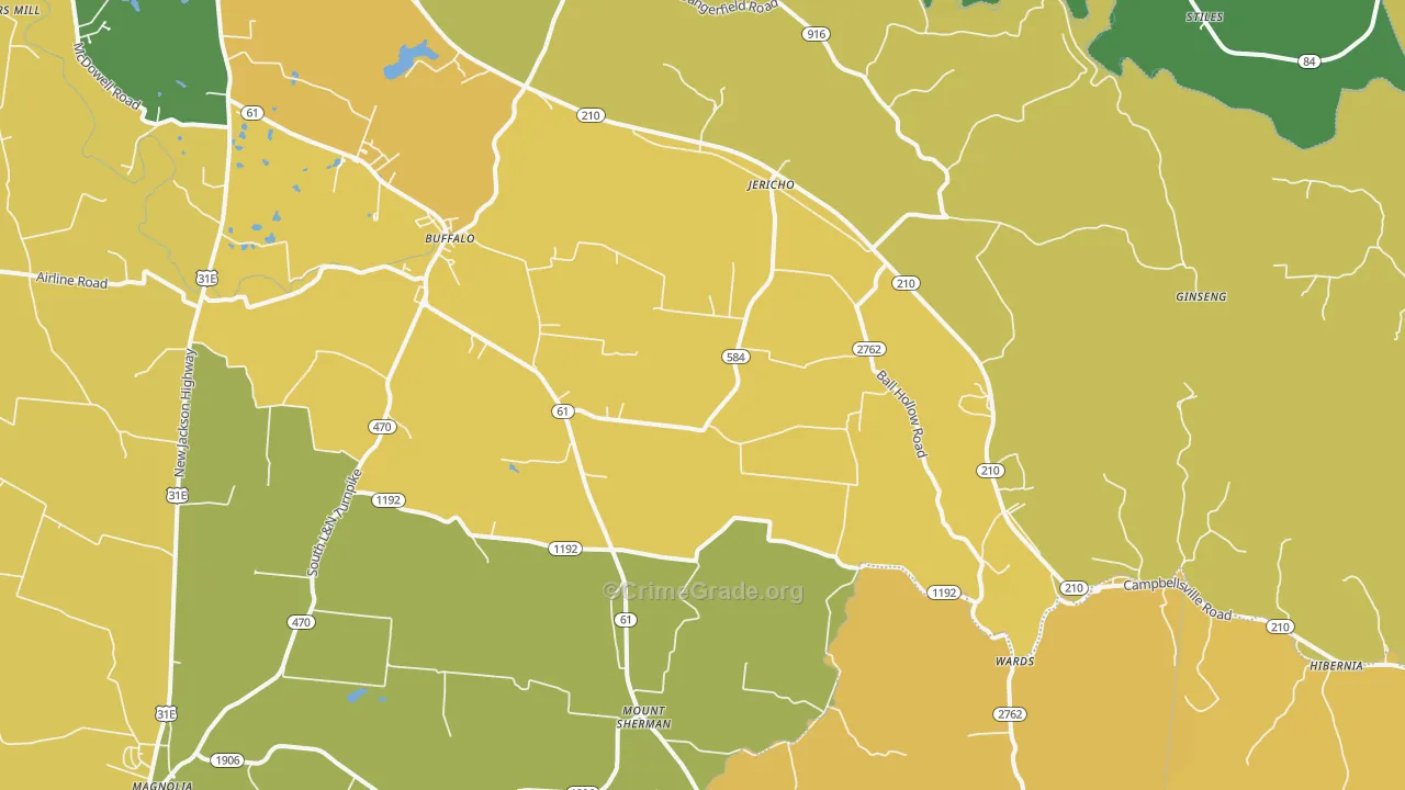 42716, KY Map of Vehicle Theft Rates