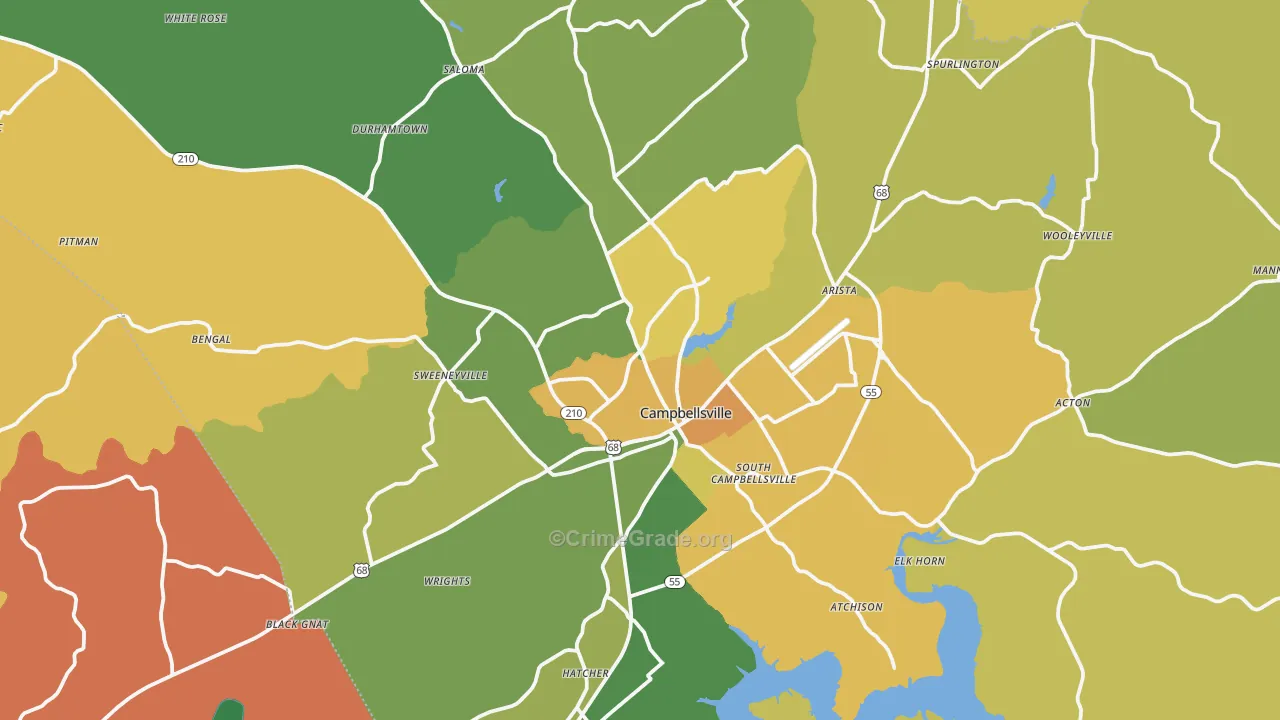 42718, KY Map of Vehicle Theft Rates