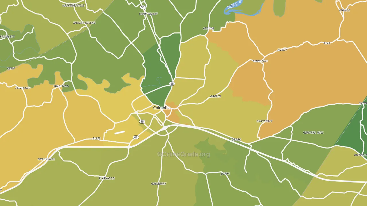 42728, KY Map of Vehicle Theft Rates