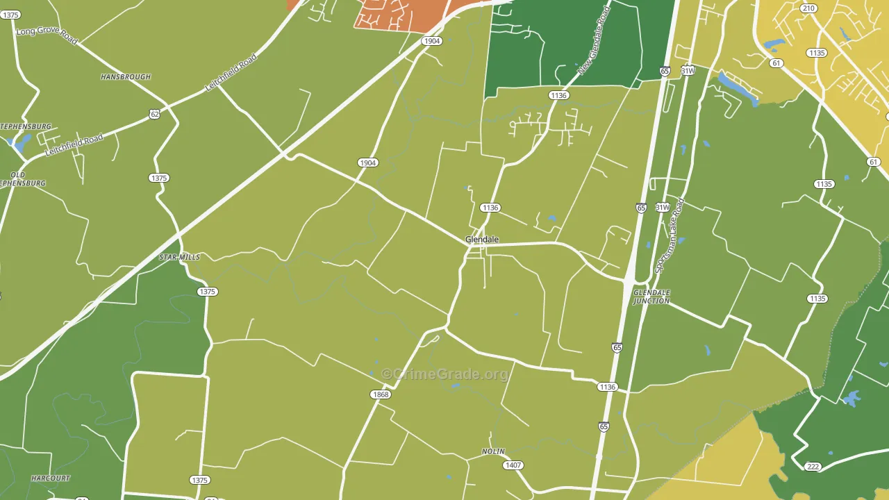 42740, KY Map of Vehicle Theft Rates
