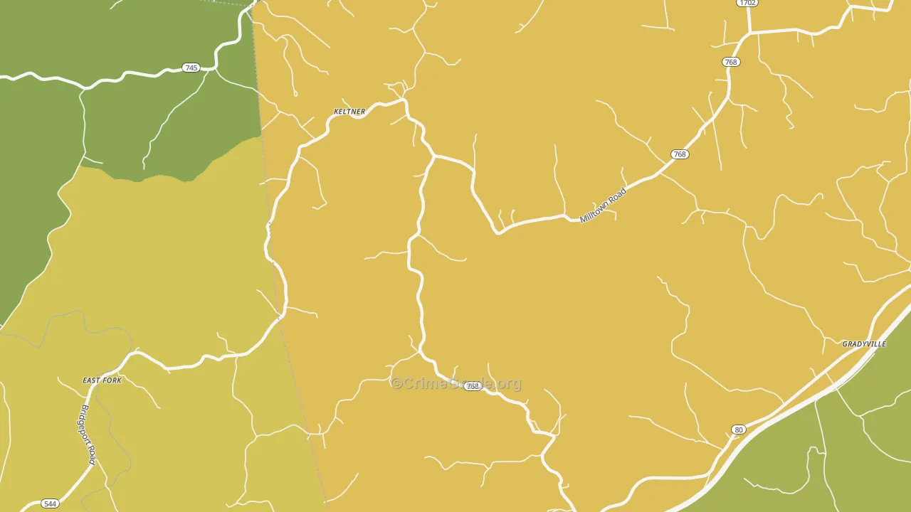 42742, KY Map of Vehicle Theft Rates