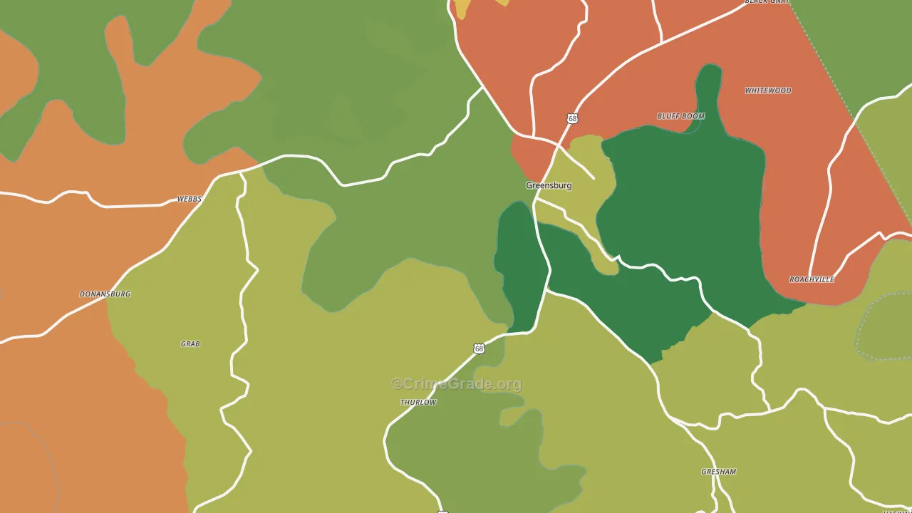 42743, KY Map of Vehicle Theft Rates