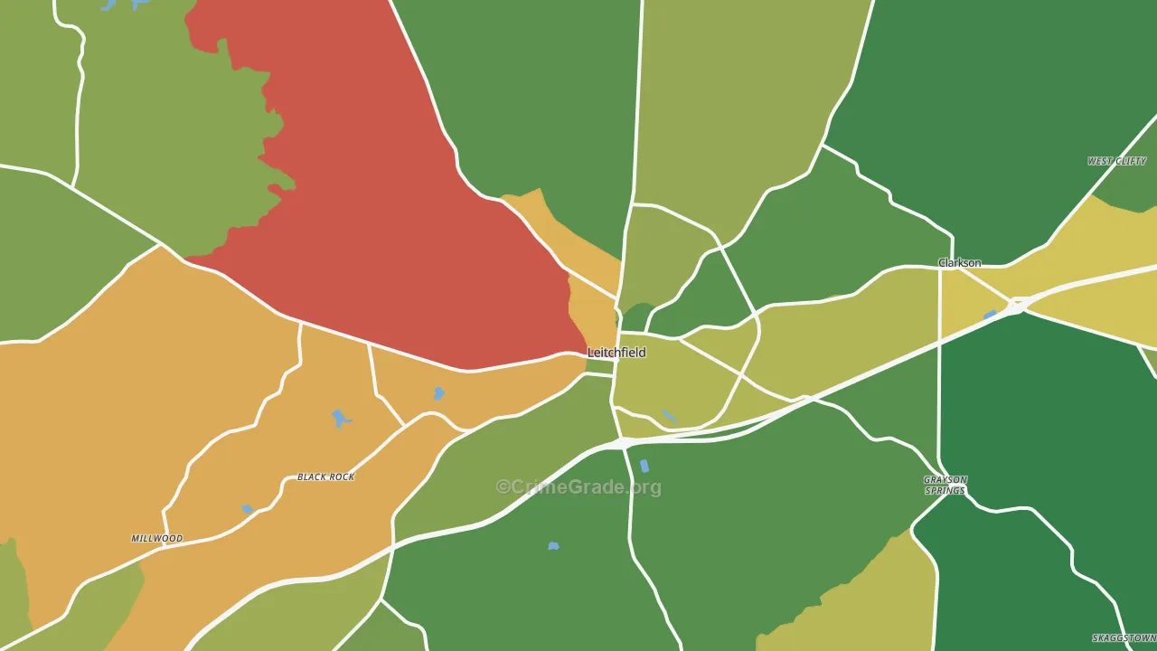42754, KY Map of Vehicle Theft Rates