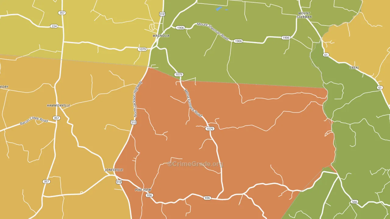 42757, KY Map of Vehicle Theft Rates