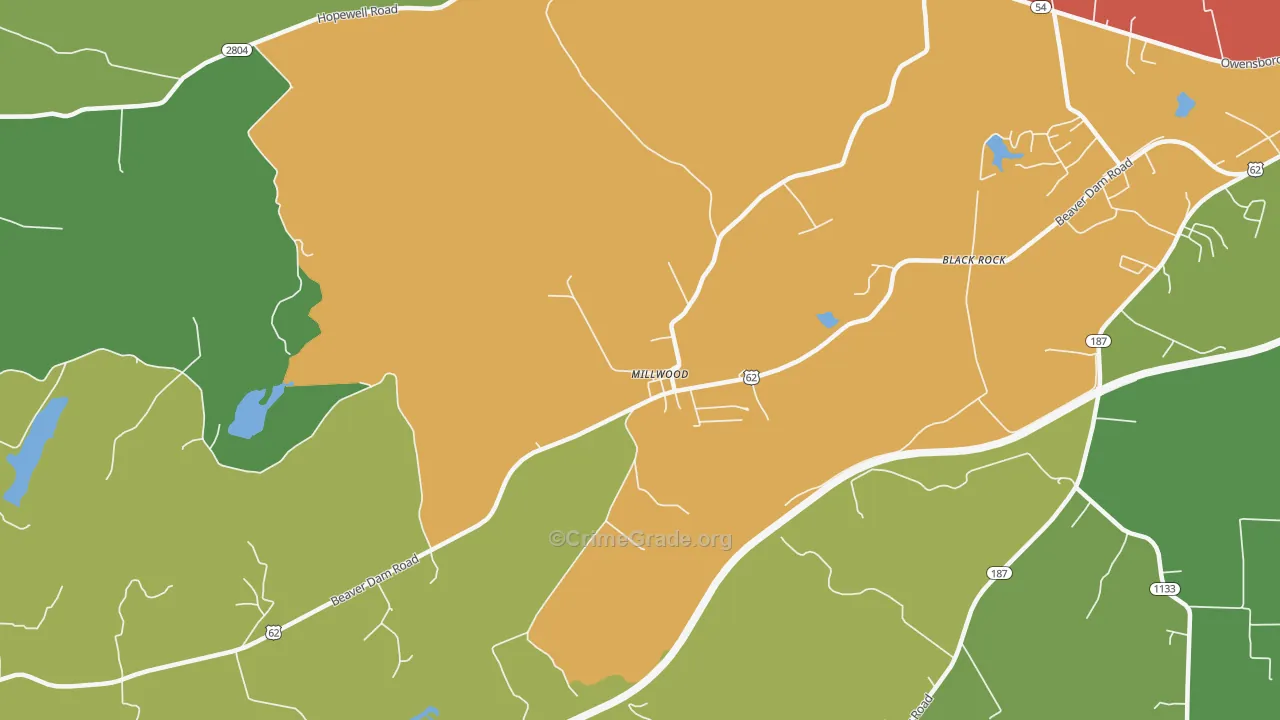 42762, KY Map of Vehicle Theft Rates