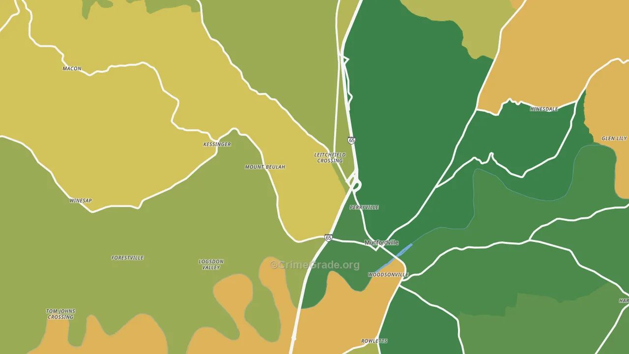 42765, KY Map of Vehicle Theft Rates