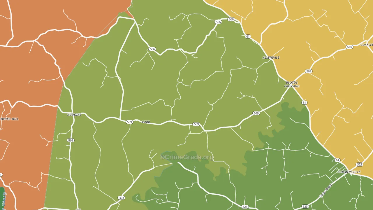42782, KY Map of Vehicle Theft Rates