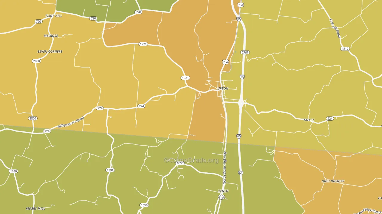 42784, KY Map of Vehicle Theft Rates