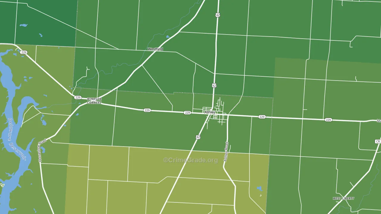 43003, OH Map of Vehicle Theft Rates