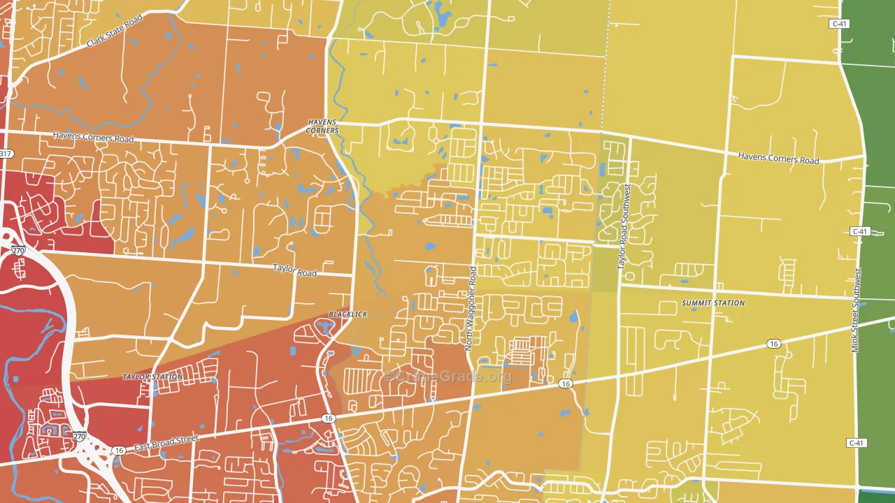 43004, OH Map of Vehicle Theft Rates