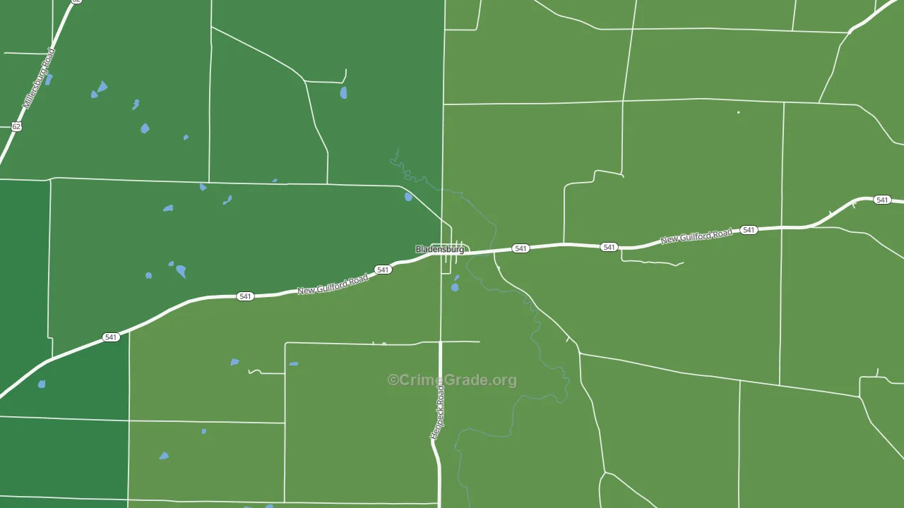 43005, OH Map of Vehicle Theft Rates