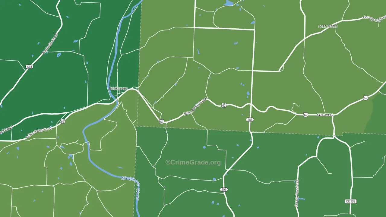 43006, OH Map of Vehicle Theft Rates