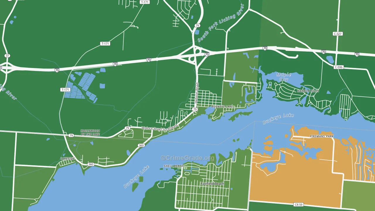 43008, OH Map of Vehicle Theft Rates