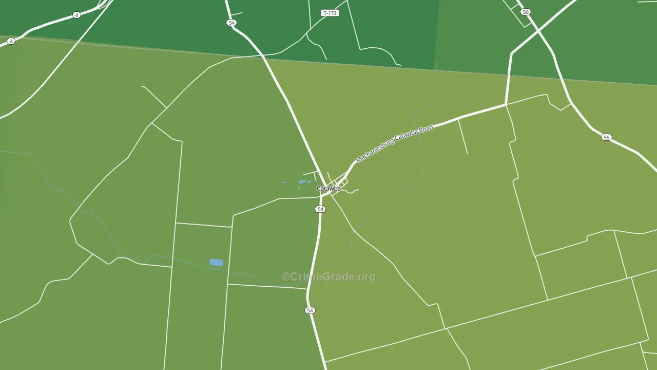 43010, OH Map of Vehicle Theft Rates