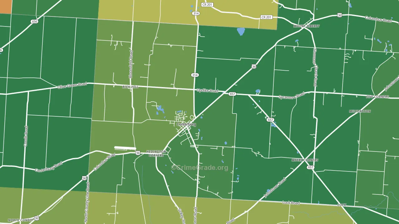43011, OH Map of Vehicle Theft Rates