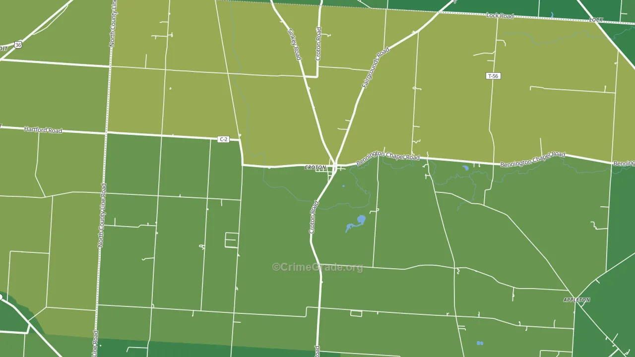 43013, OH Map of Vehicle Theft Rates