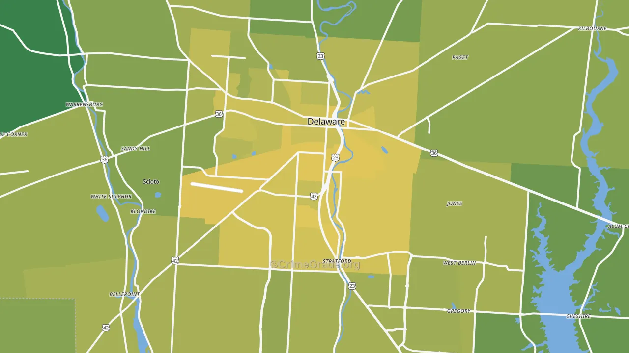 43015, OH Map of Vehicle Theft Rates