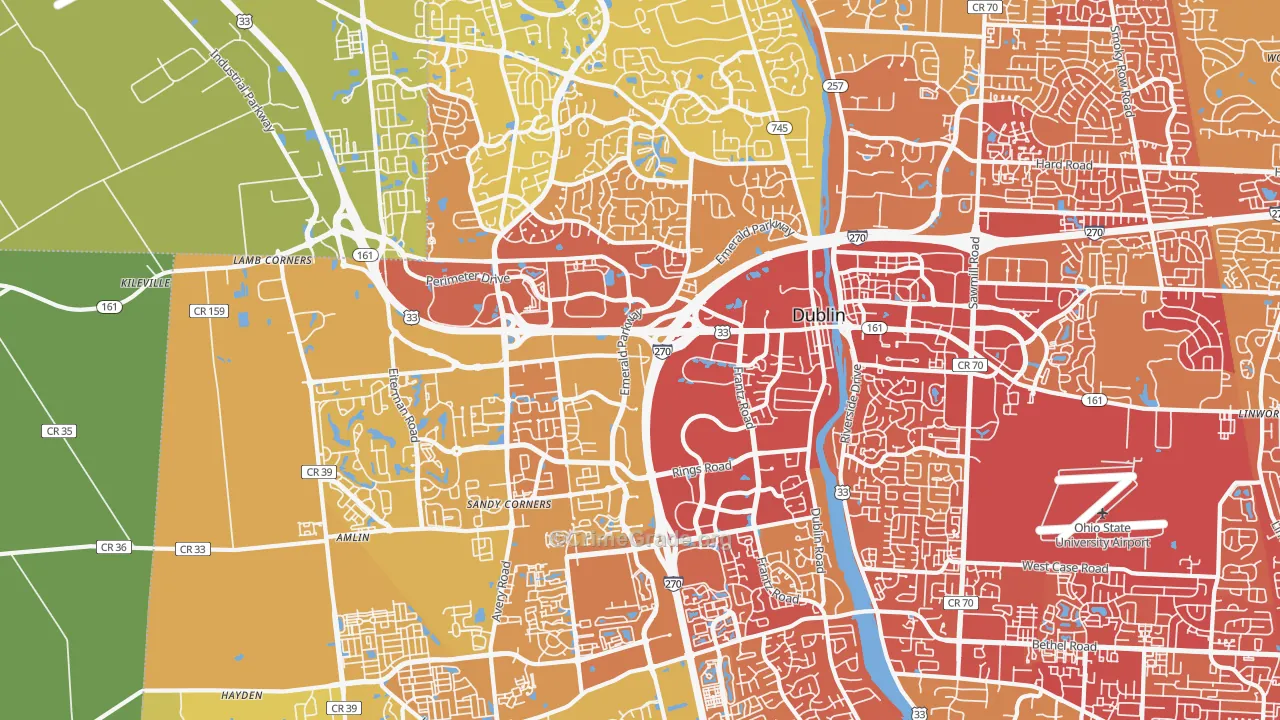 43016, OH Map of Vehicle Theft Rates