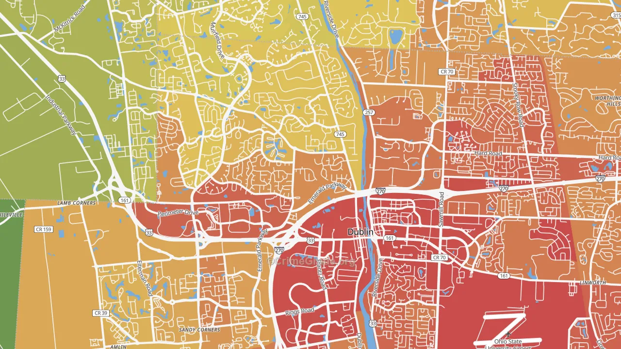 43017, OH Map of Vehicle Theft Rates
