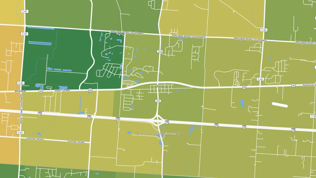 43018, OH Map of Vehicle Theft Rates