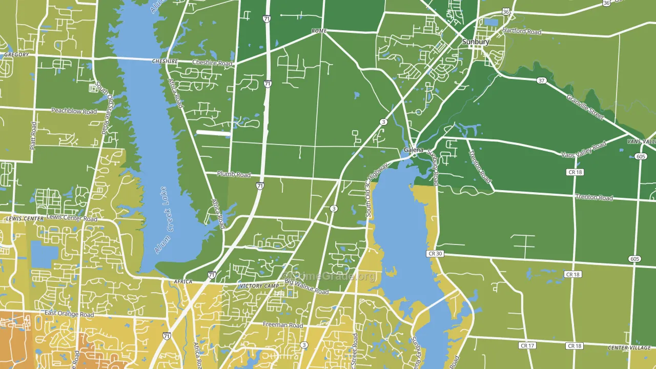 43021, OH Map of Vehicle Theft Rates