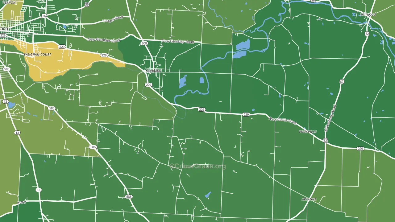 43022, OH Map of Vehicle Theft Rates