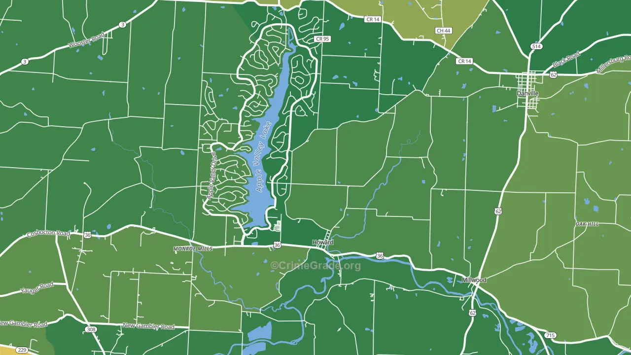 43028, OH Map of Vehicle Theft Rates
