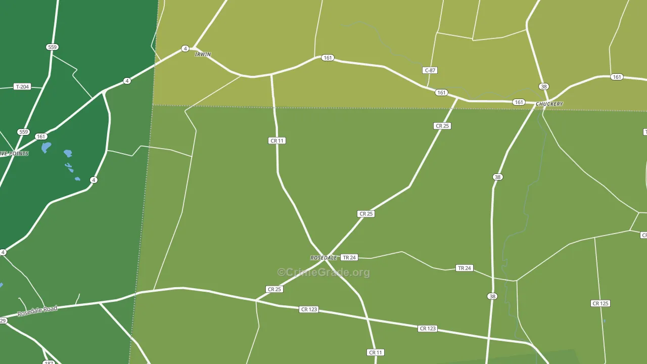 43029, OH Map of Vehicle Theft Rates