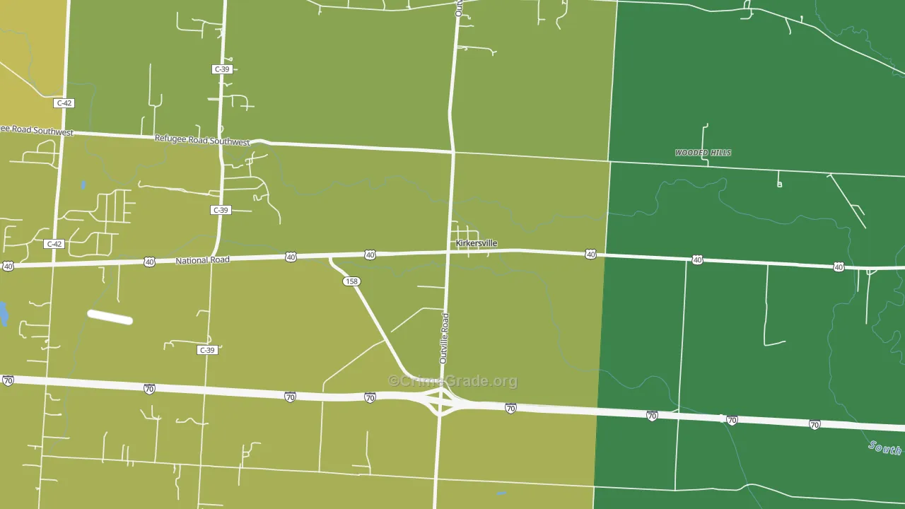 43033, OH Map of Vehicle Theft Rates