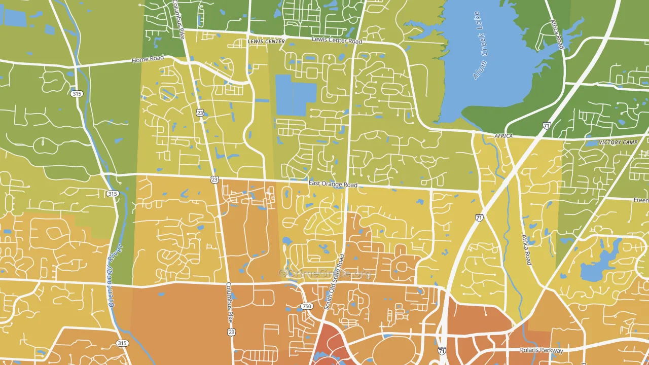 43035, OH Map of Vehicle Theft Rates