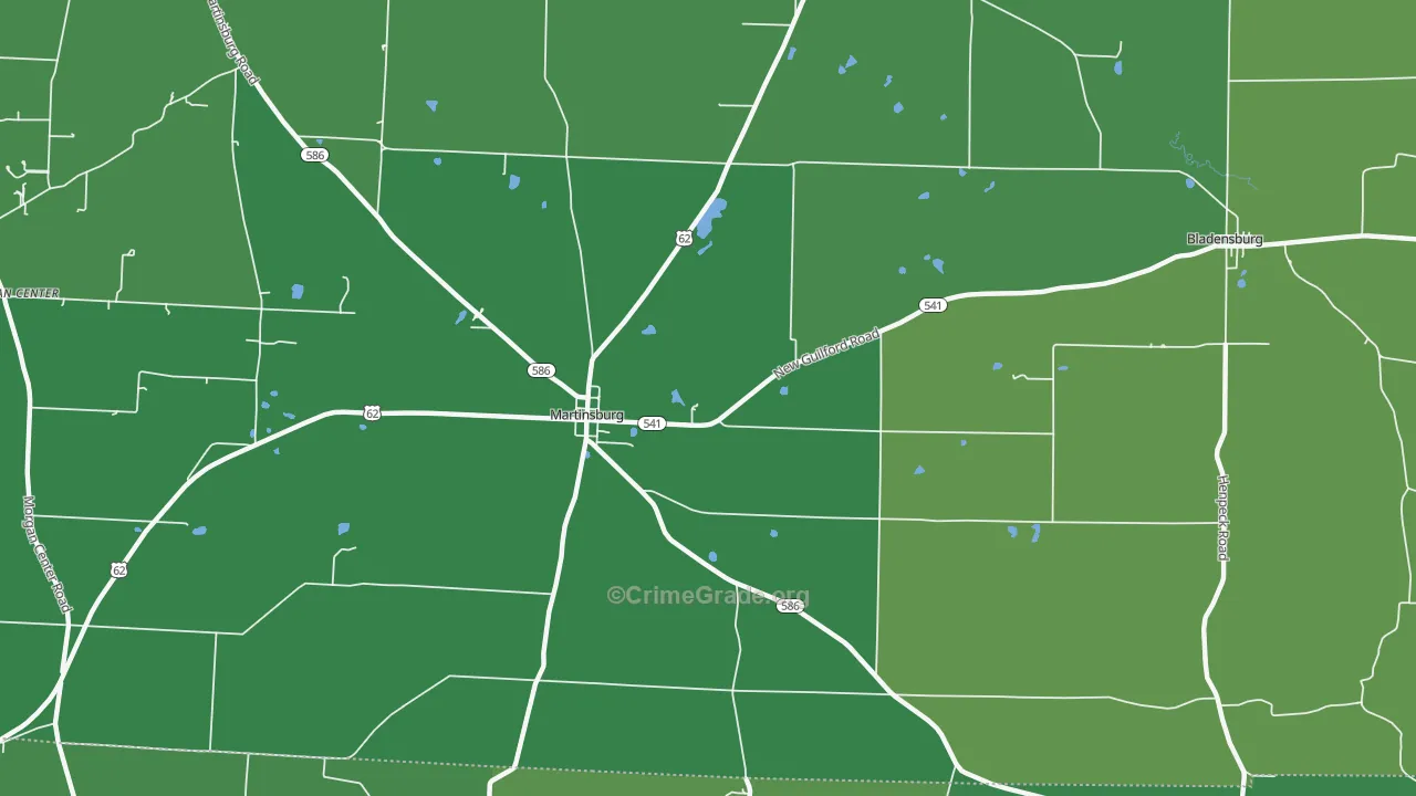 43037, OH Map of Vehicle Theft Rates