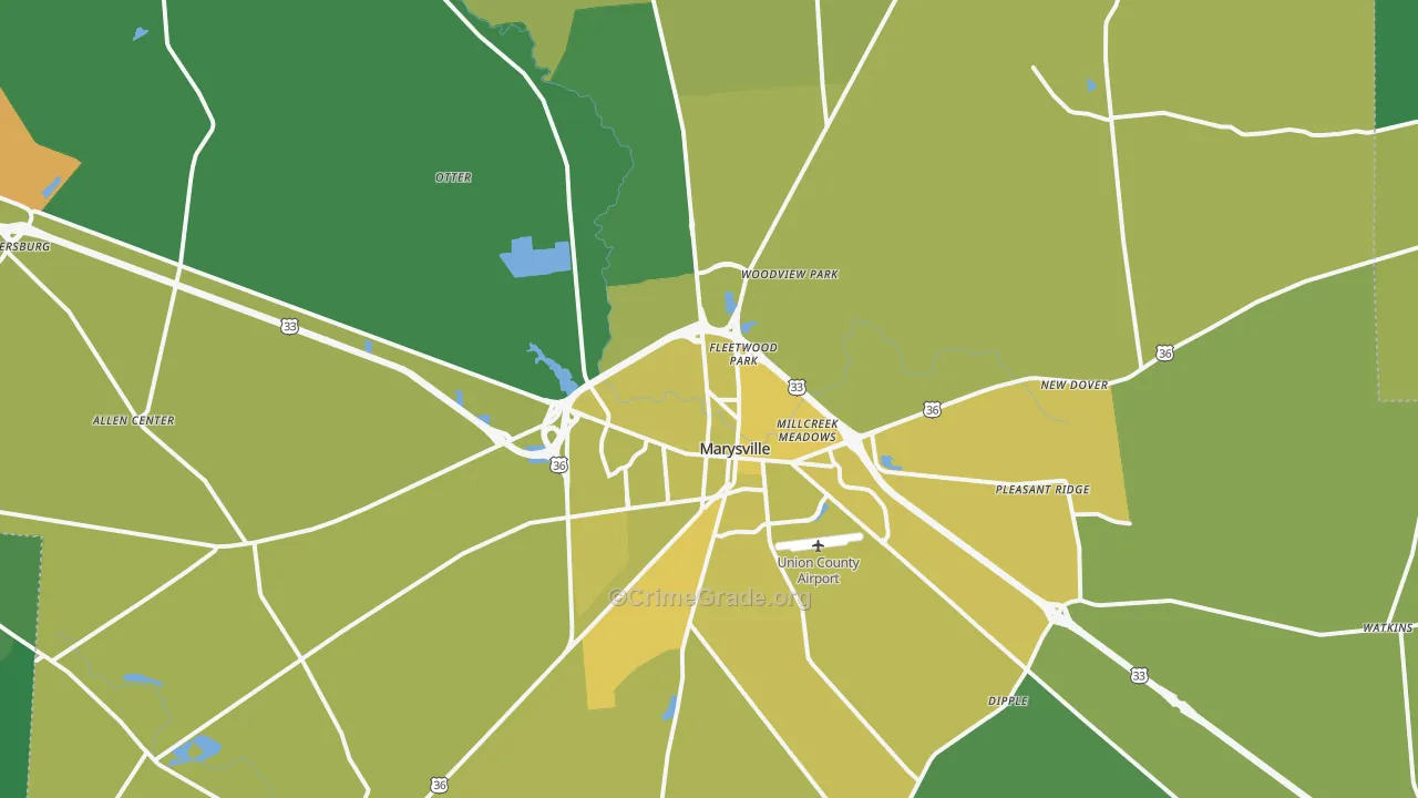 43040, OH Map of Vehicle Theft Rates