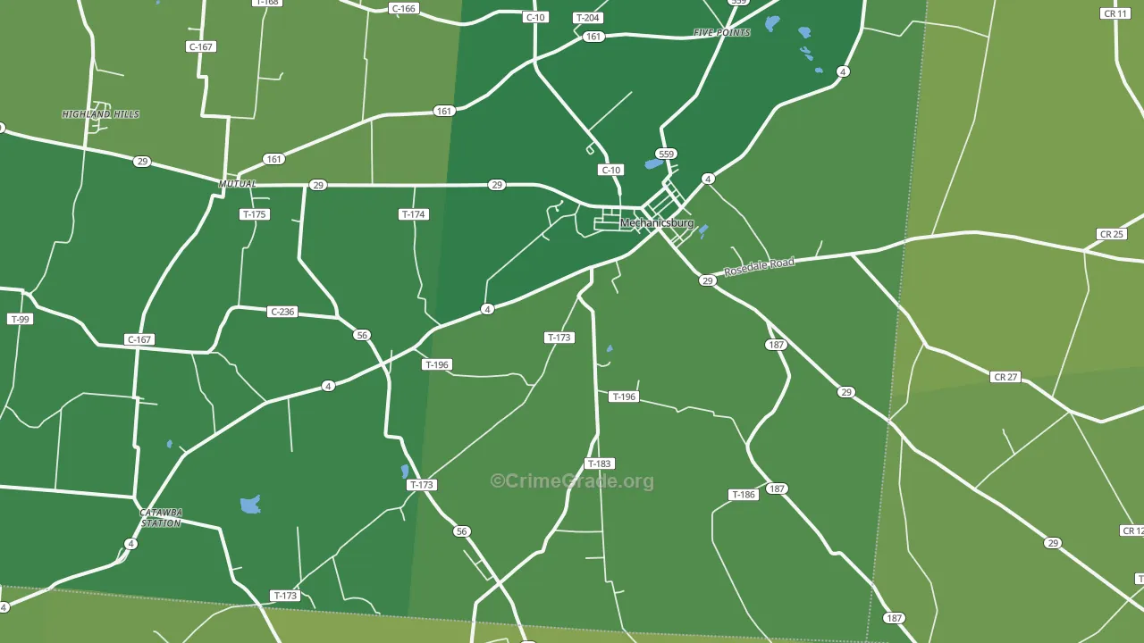43044, OH Map of Vehicle Theft Rates